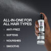 jotka ravitsevat ja selvittävät hiuksia välittömästi. Auttaa suojaamaan hiuksia lämpötyökalujen lämmöltä ja pidentää hiusvärin kestoa. Antaa hiuksille kiiltoa ja pehmeyttä ja silkinsileän pinnan.