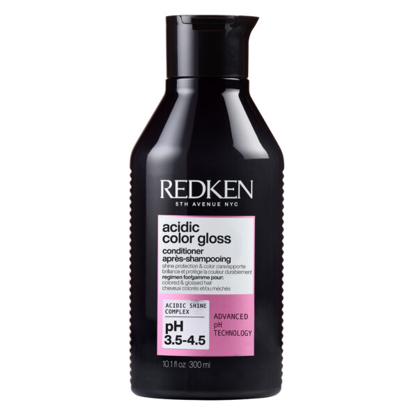 Redken_Acidic_Color_Gloss_Conditioner300_ml Redken Acidic Color Gloss -hoitoaine sisältää tehokkaan all-in-one-koostumuksen kiiltoa ja sileyttä varten