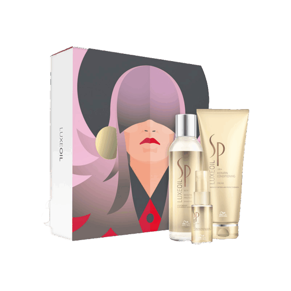 WELLA SP Luxeoil tuotepaketti sisältää Luxeoil hoitava ja suojaava shampoo